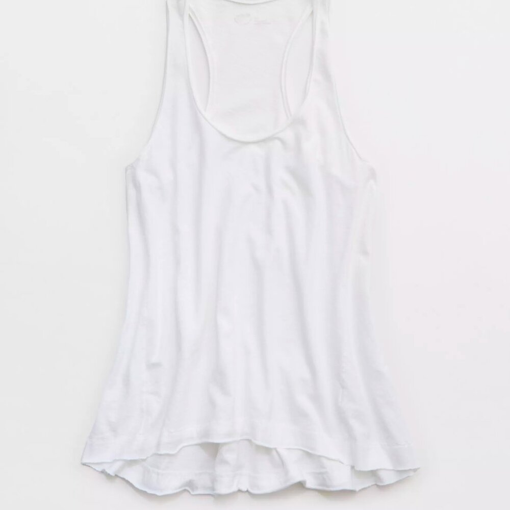 Aerie Flowy Boyfriend Tank Top - Small White